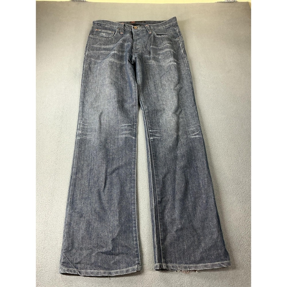 Joe's Jeans Mens 32x34 Blue Cotton Wool Flared Medium Wash Distressed Denim USA